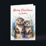 Christmas Fun Otter Wonderful Brother Holiday Card<br><div class="desc">Christmas Otterly Wonderful Brother Silly but full of love Merry Christmas</div>