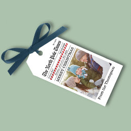 Christmas Fun Photo Holiday Newspaper Custom Gift Tags