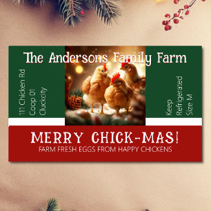 Christmas Fun Quote Egg Carton Packaging Chicken Rectangular Sticker