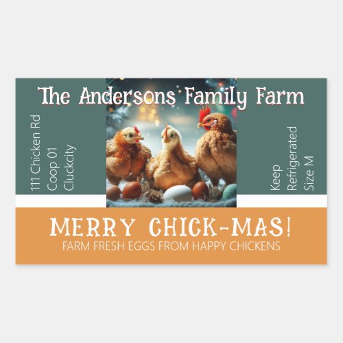 Christmas Fun Quote Egg Carton Packaging Chicken  Rectangular Sticker