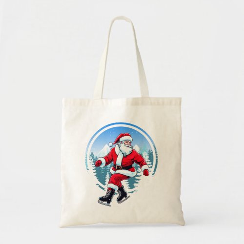 Christmas Fun Santa Claus Gliding on Ice _ Ice Ska Tote Bag