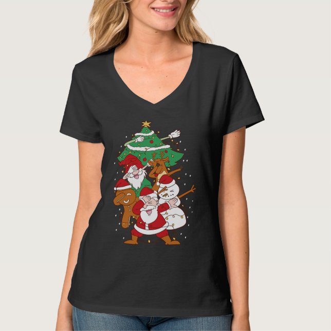Christmas Fun Santa Deer Elf Ginger T-Shirt (Front)
