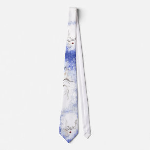 Christmas Fun with Deer Blue Snowflakes Neck Tie