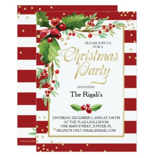 Christmas Function Invitation - Red Stripes