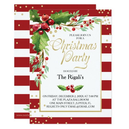 Christmas Function Invitation - Red Stripes | Zazzle.com