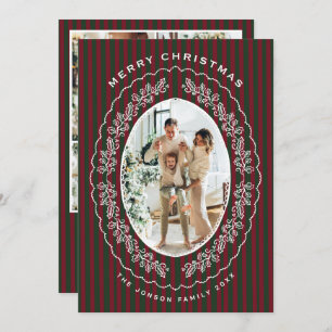 Christmas Funky Whimsical Red Green 5 Photo Holiday Card