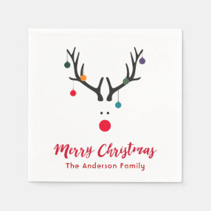Christmas funny abstract reindeer in white red napkins