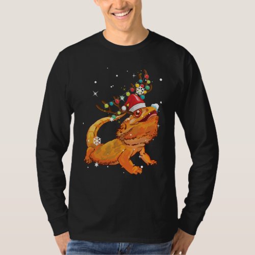 Christmas Funny Bearded Dragon Reindeer  Santas T_Shirt