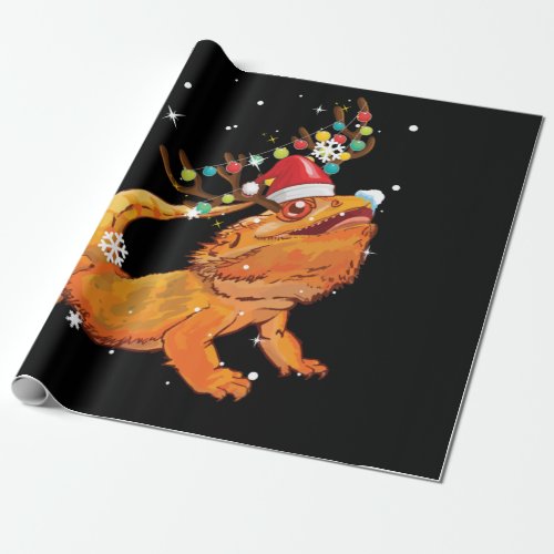 Christmas Funny Bearded Dragon Reindeer Santas Wrapping Paper