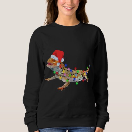 Christmas Funny Bearded Dragon Santa Hat Christmas Sweatshirt