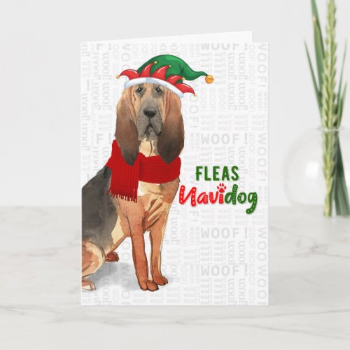 Christmas Funny Bloodhound Fleas NaviDOG Holiday Card