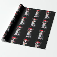 Christmas Funny Boston Terrier Lover Santa Hat Lig