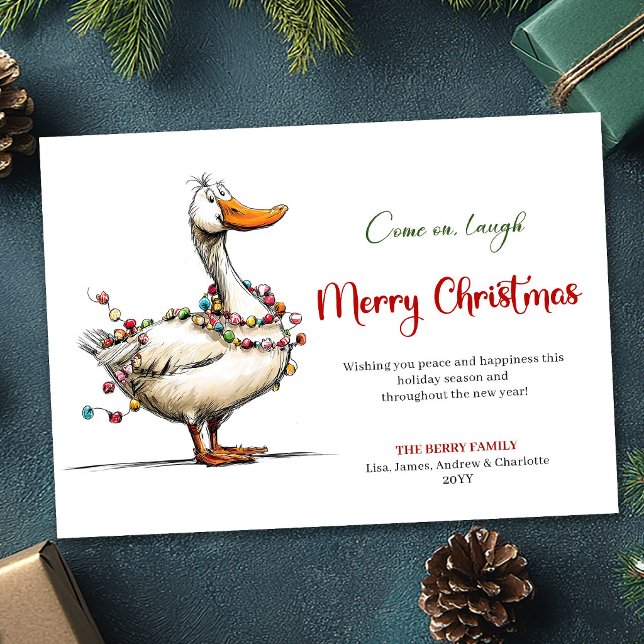 Christmas Funny Cartoon Goose Whimsy Greeting Card (Christmas Funny Cartoon Goose Whimsy Greeting Card)