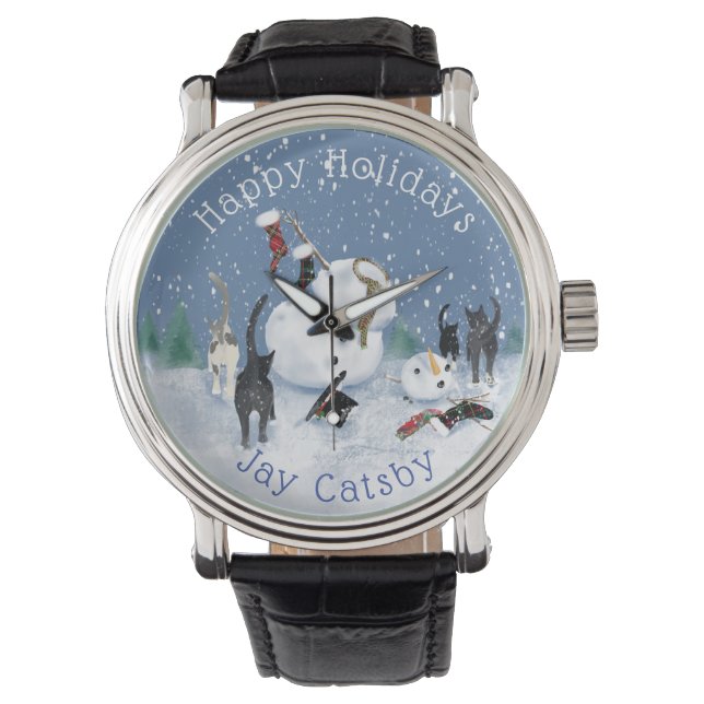 Christmas Funny Cat snowman 5  Watch (Front)