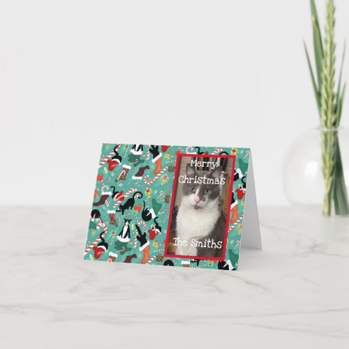 Christmas Funny Cat Stockings Folded Holiday Card