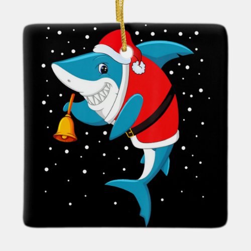 Christmas _ Funny Christmas Shark Ceramic Ornament