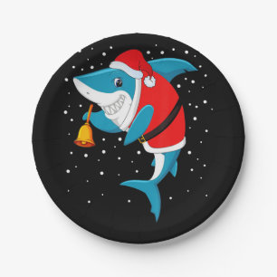 Christmas - Funny Christmas Shark Paper Plates