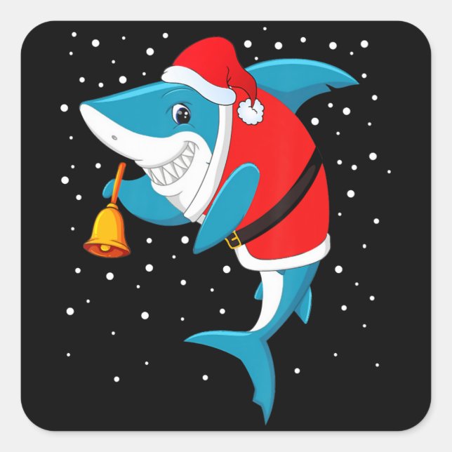 Christmas - Funny Christmas Shark Square Sticker (Front)