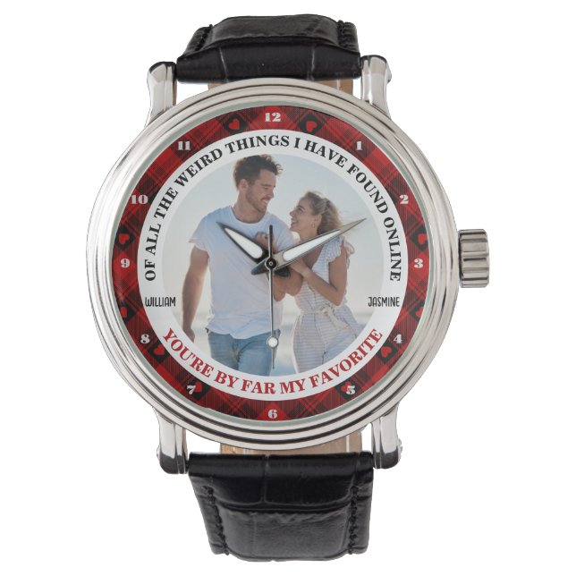 Christmas Funny Couple Photo Buffalo Frame Watch (Front)