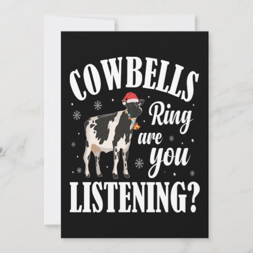 Christmas Funny Cowbells Ring Cow Lover Xmas Gift Holiday Card