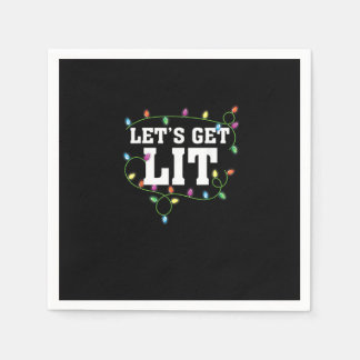 Christmas Funny Cute Let's Get Lit Napkins