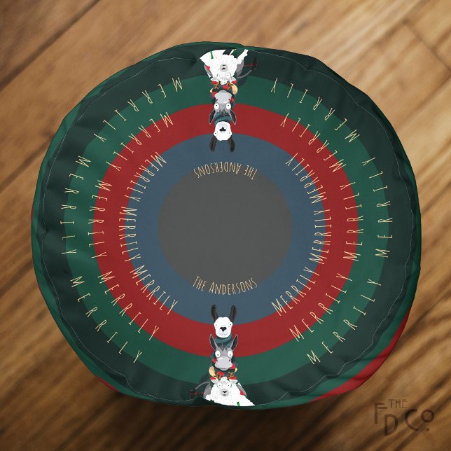 Christmas Funny Cute “Merrily Merrily Merrily” Pouf (Creator Uploaded)