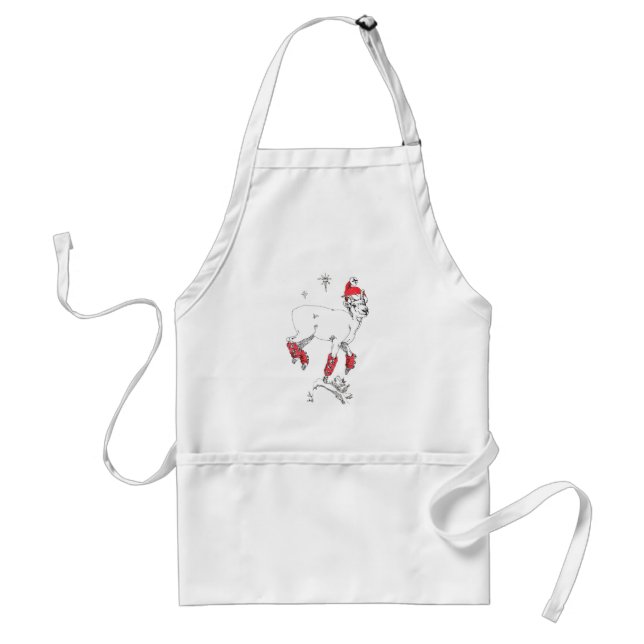 Christmas Funny Cute Prancing Goat Ewe Ram Design Adult Apron (Front)