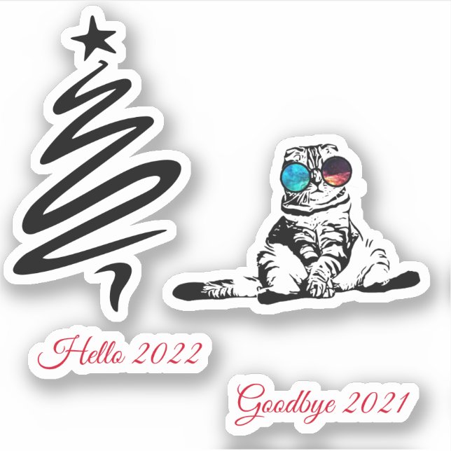 Christmas Funny Cute Space Galaxy Glasses Cat Sticker (Front)