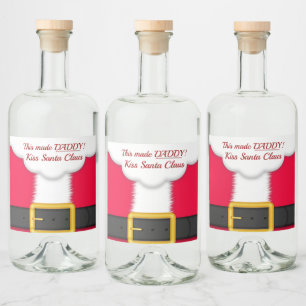 Christmas, Funny, Daddy Kissed Santa Claus Liquor Bottle Label