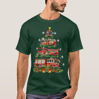 Christmas Funny Decor Firefighter Truck Tree T-Shirt