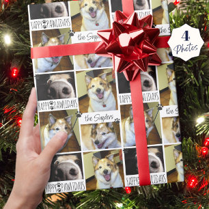 Christmas Funny Dog 4 Photos YAPPY PAWLIDAYS  Wrapping Paper