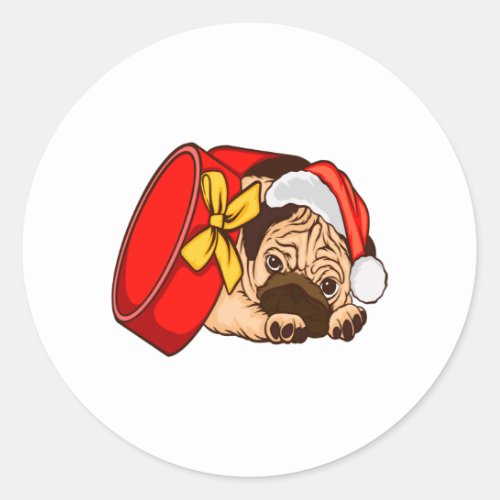 Christmas Funny Dog Vintage Xmas Puppy Merry Chris Classic Round Sticker