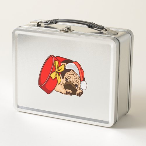 Christmas Funny Dog Vintage Xmas Puppy Merry Chris Metal Lunch Box