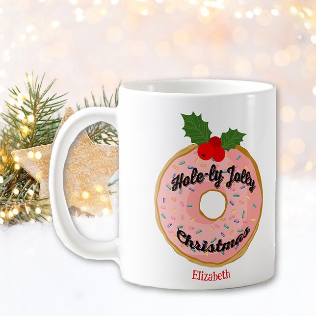 Christmas Funny Donut Wreath Personalize  Coffee Mug (Creator Uploaded)