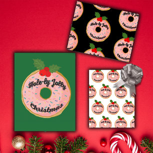 Christmas Funny Donut Wreath Personalize  Wrapping Paper Sheets