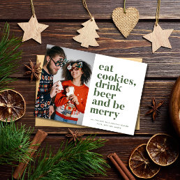Christmas Funny Drink Beer Be Merry Couple Photo Holiday Card