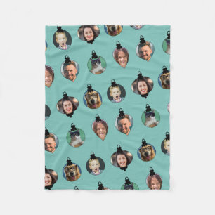 Christmas Funny Family Photo Faces Ornaments Fleece Blanket