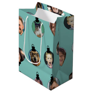 Christmas Funny Family Photo Faces Ornaments Medium Gift Bag