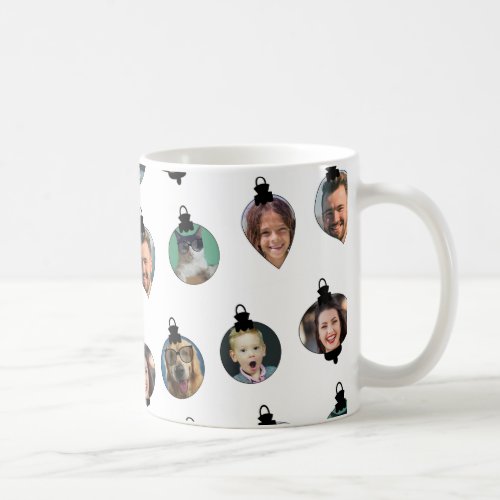 Christmas Funny Family Photo Faces Ornaments White Coffee Mug