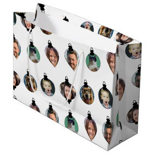 Christmas Funny Family Photo Faces Ornaments White Large Gift Bag