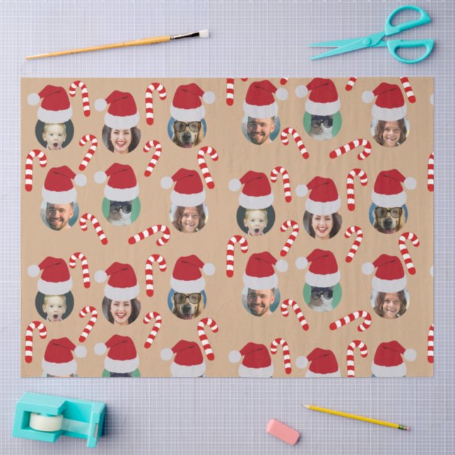 Christmas Funny Family Photo Santa Hats Kraft  Tissue Paper (Craft)