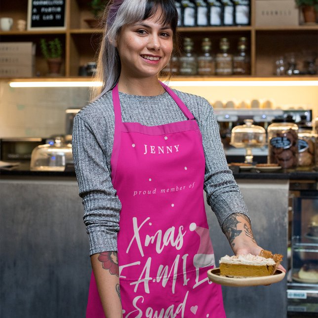 Christmas funny family squad Santa hat your name Apron (Creator Uploaded)
