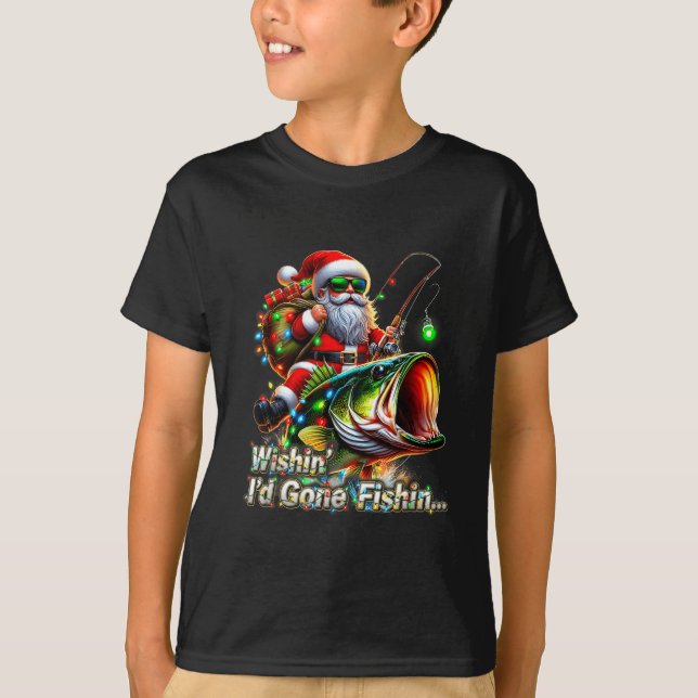 Christmas Funny Fish Santa Fishing Merry Fishmas  T-Shirt (Front)