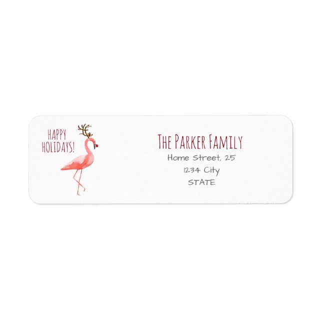 Christmas funny flamingo Rudolph Reindeer template Label (Front)