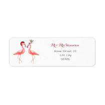 Christmas funny flamingos personalized label