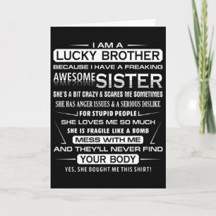 Christmas Funny For Brother From Sister I Am A Luc Card
