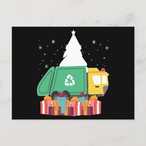 Christmas Funny Garbage Truck Winter Holiday Gift Postcard