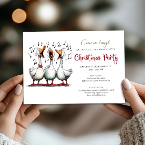 Christmas Funny Geese Minimalist Whimsical Invite
