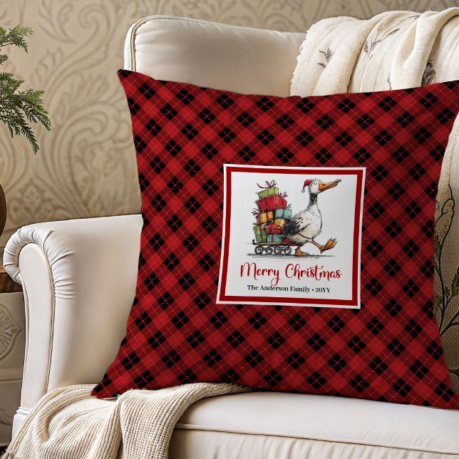 Christmas Funny Geese Playful Throw Pillow Art (Christmas Funny Geese Playful Throw Pillow Art)