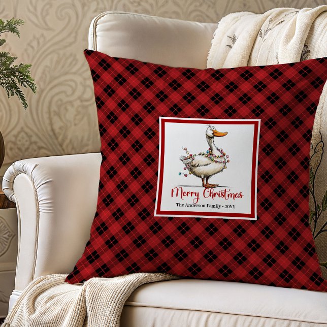 Christmas Funny Geese Whimsy Throw Pillow Art (Christmas Funny Geese Whimsy Throw Pillow Art)